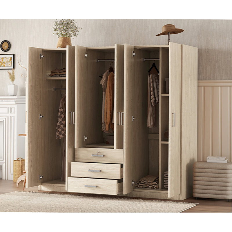 Armoire de chambre 6 portes grise, Brun