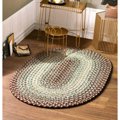 Tapis tressé bourgogne/beige Johannah