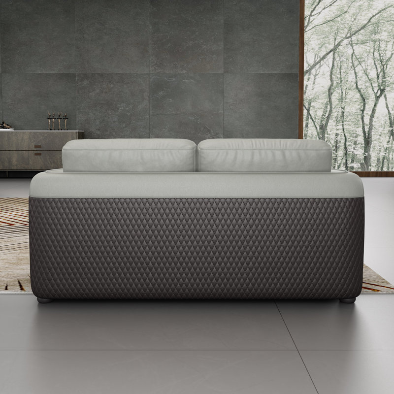 Noir Loveseat, Gray/Chocolate Genuine Leather