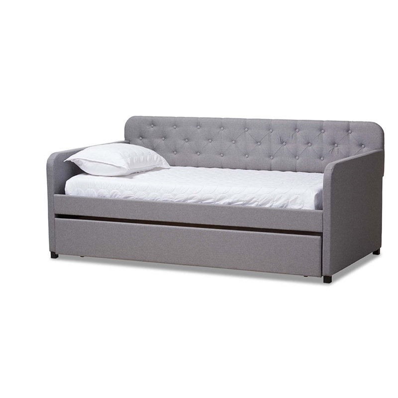 Lit de jour simple avec couchette Lotie, Gris clair