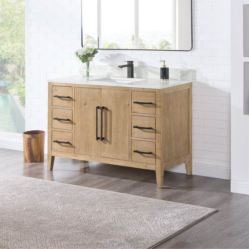 Meuble-lavabo en bois manufacturé et gris Griselde, Sapin vieilli