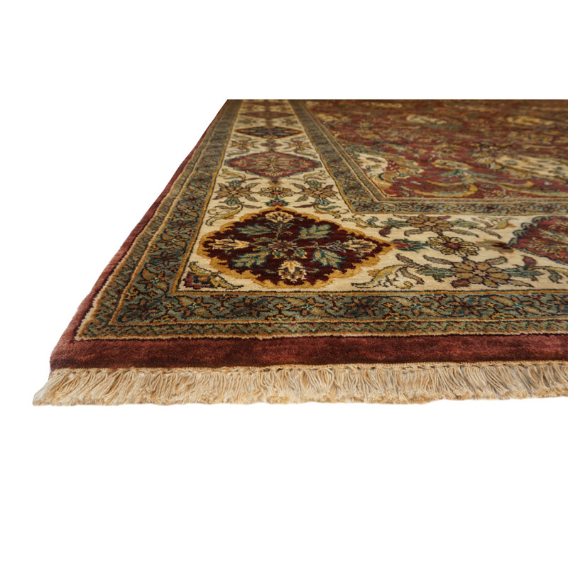 Silver Screen Handmade Wool Floral and Oriental Area Rug, Rectangle 10' x 14'