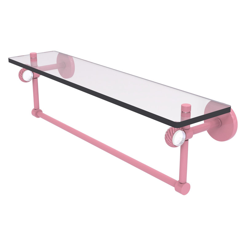 Tablette flottante avec barre à serviettes Clearview, H 6,2 po x l 22 po x P 5,65 po, Rose