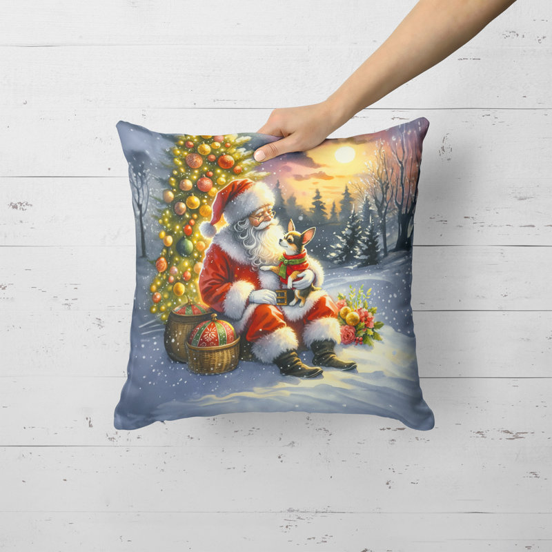 Coussin Chihuahua and Santa Claus, H 18 po x l 18 po