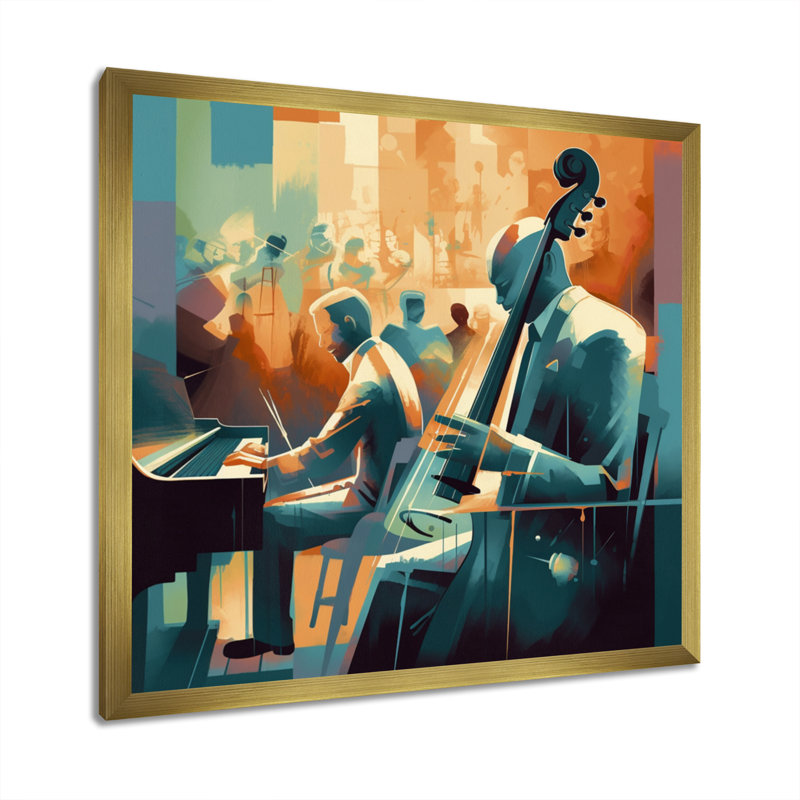 «Musical Performance At Club II», reproduction d'art sur toile, H 24 po x l 24 po x P 1 po, Encadrement doré