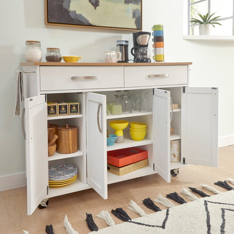 Moretown Wood Kitchen Cart, White