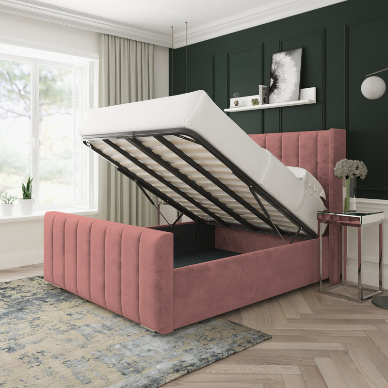 Willow Conistan Upholstered Ottoman Bed Frame, Kingsize (5'), Pink