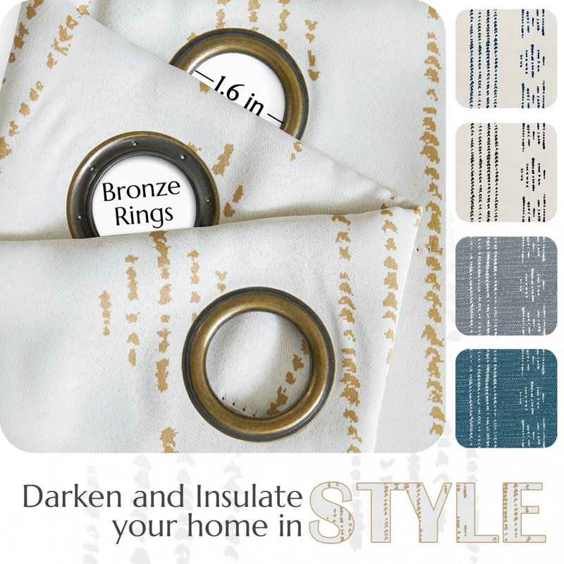 Ayani Bohemian Blackout Curtain Panel, 52" W x 84" L, Beige/Taupe