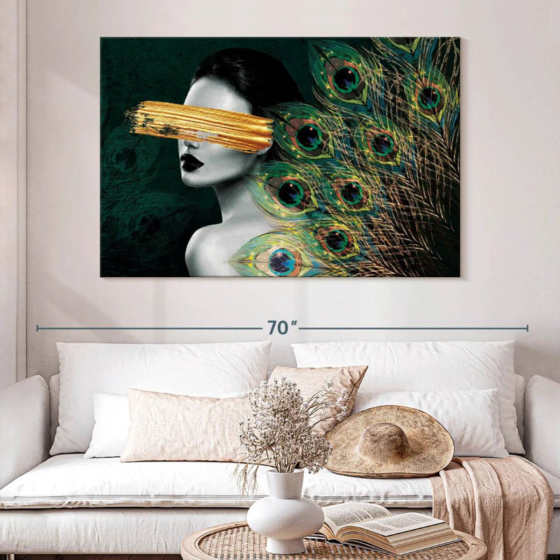 Coup de pinceau Leisha Lady Peacock Gold, H 34 po x l 51 po