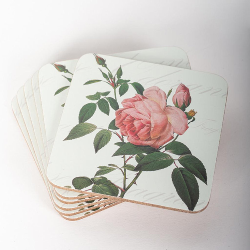 Sous-verres, roses, ensemble de 6