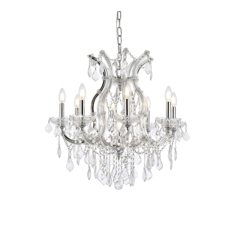 Stockard 9 - Light Chandelier, Golden Teak/Polished Nickel, Smoky, Chrome / Crystal (Clear) / Royal Cut