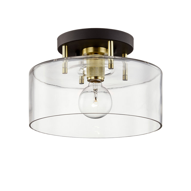 Bergamot Station 1 Light Semi Flush, 8" H x 12.25" W x 12.25" D, Bronze/Brass