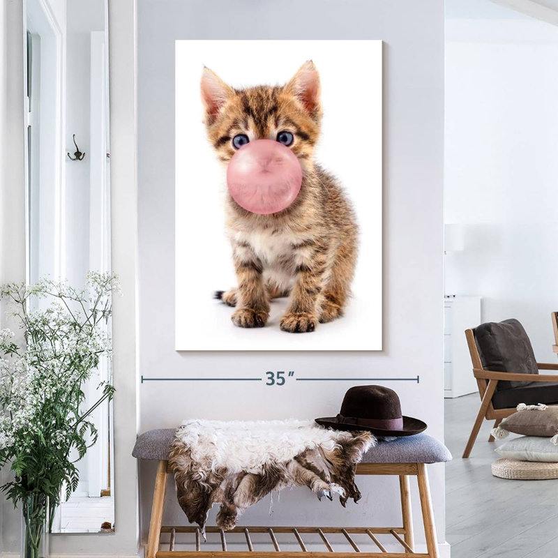 " Bubble Gum Kitten ", 26" H x 39" W x 1.25" D