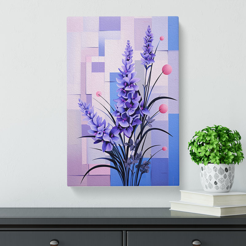 Lavender Flower Constructivism - No Frame Art Prints - Wrapped Canvas