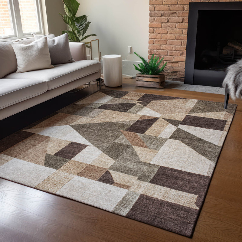 Machine Washable Indoor/Outdoor Earleville ACN2365 Geometric Rug, Rectangle 8' x 10'