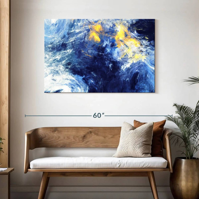 Avery Blue And Yellow Abstract, 30" H x 45" W