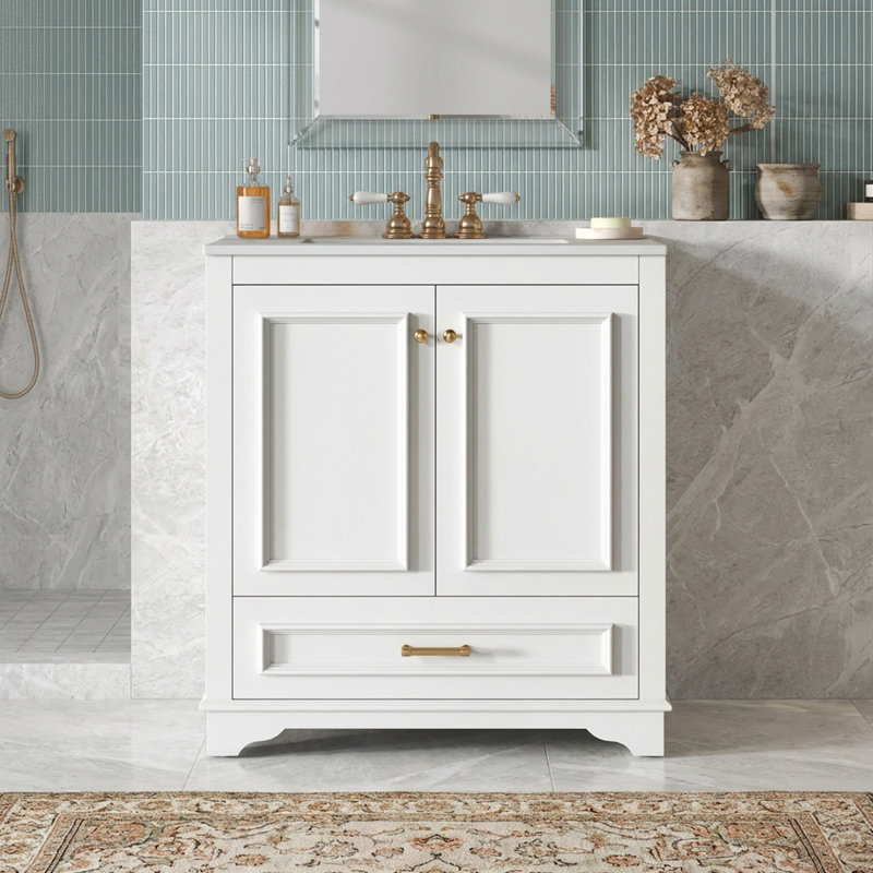 Meuble-lavabo 30 po avec lavabo en céramique, Blanc