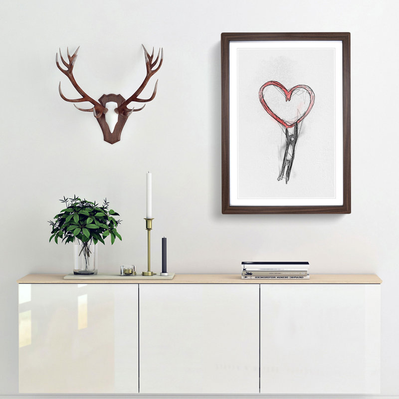 Holding on to Love in Abstract - Picture Frame Graphic Art Print, 87cm H x 62cm W x 2cm D, Walnut Framed