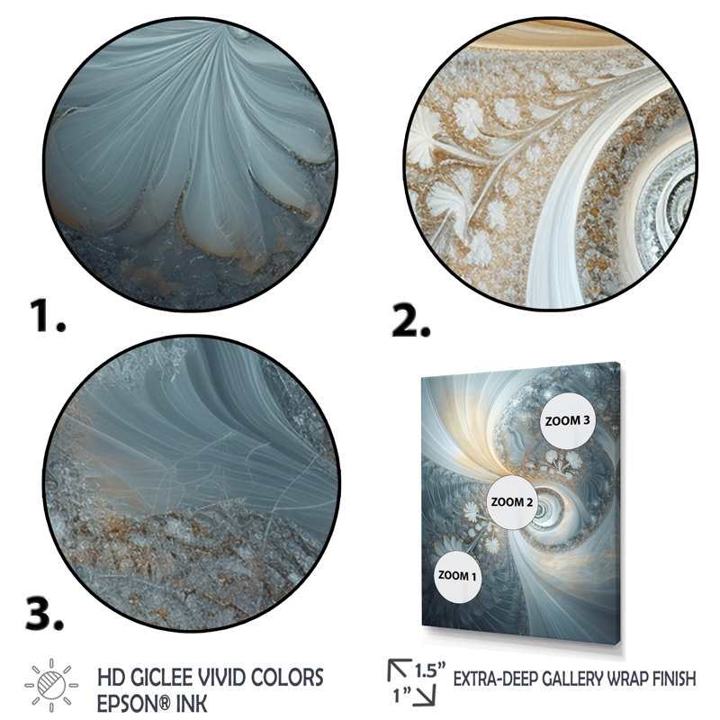 Cosmic Bliss Fractal Spiral I - impression, H 44 po x l 34 po x P 1,5 po, Cadre naturel flottant