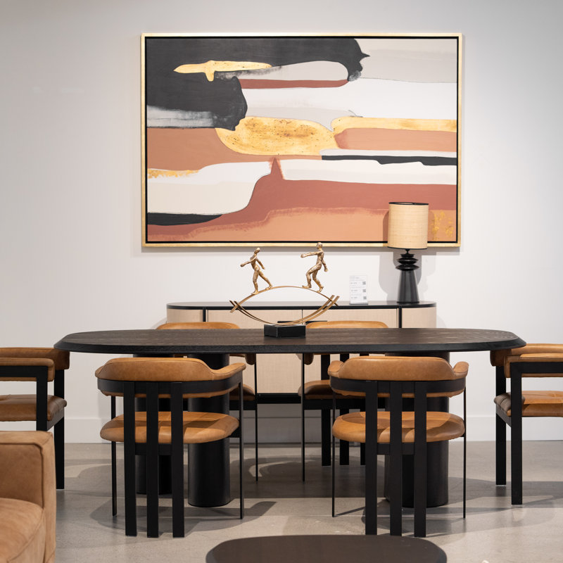Elise Oval Dining Table, 30" H x 87" L x 39.4" W, Black Ash