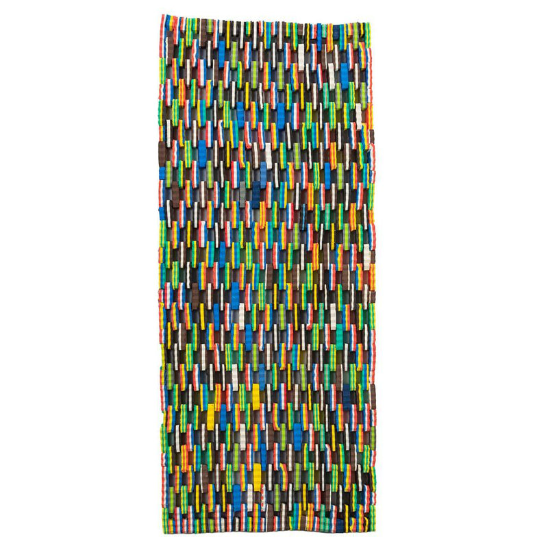 Recycled Multi-Colored Flip Flop Runner, 1.25" H x 48" L x 21" W