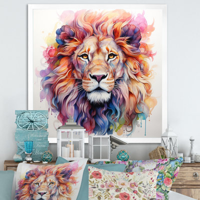 Colourful Royal Lion Portrait - Lion Animal Wall Decor