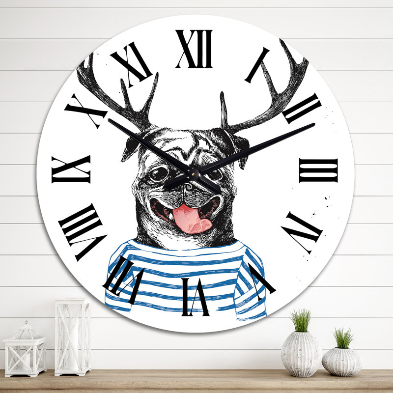 Carlin habillé de style hipster - Horloge murale traditionnelle, Grand
