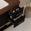 Meuble-lavabo autoportant moderne 36 po avec lavabo en céramique et plateau en pierre frittée 36 po - Meuble-lavabo noir et doré pour salle de bain-1429232464