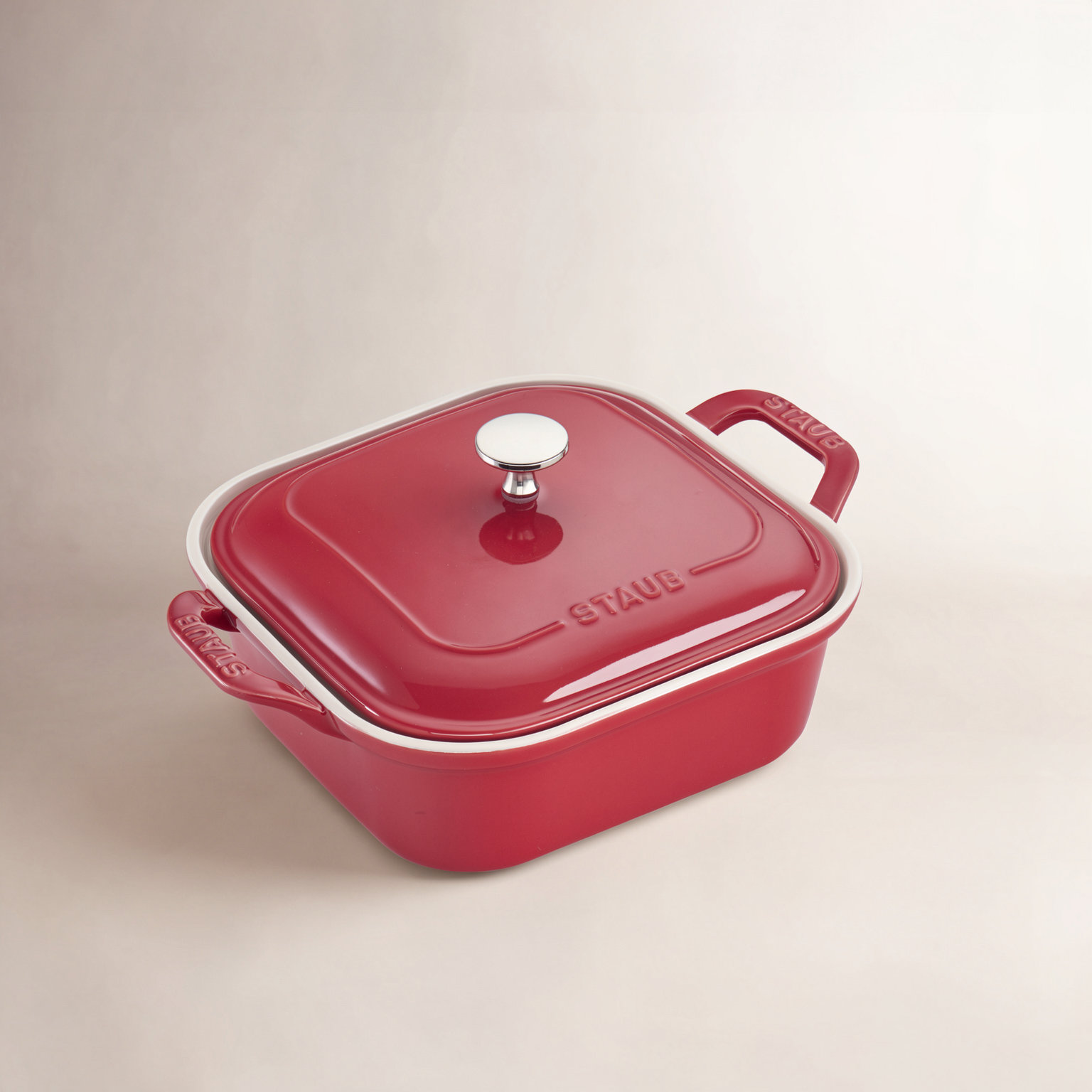 Staub 9" Square Covered Casserole, Cherry