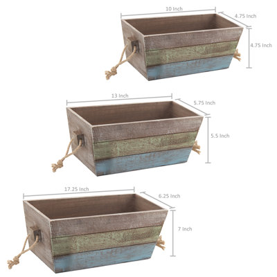 Longshore Tides Boxes with Rope Handles Solid Wood Crate & Reviews ...