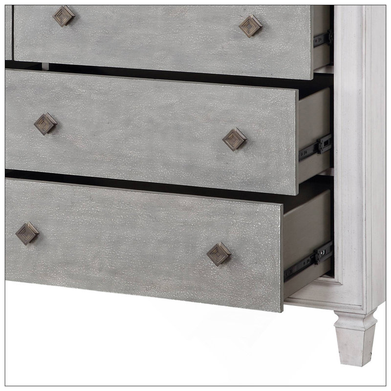 Commode Katia gris rustique et blanc vieilli