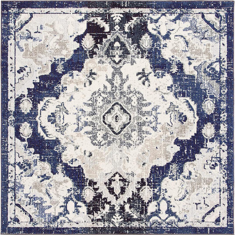 Tapis oriental mauve / beige, Carré 6 pi 7 po