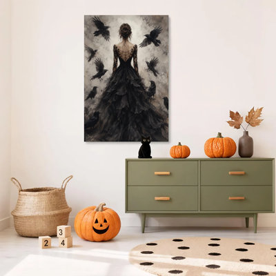 1 pièce encadrée, reproduction d'art sur toile, gothic corneille, université sombre, fantaisie, affiches, impression sur toile, peinture pour salon, chambre, bureau, salle de bain, dortoir, prêt à accrocher