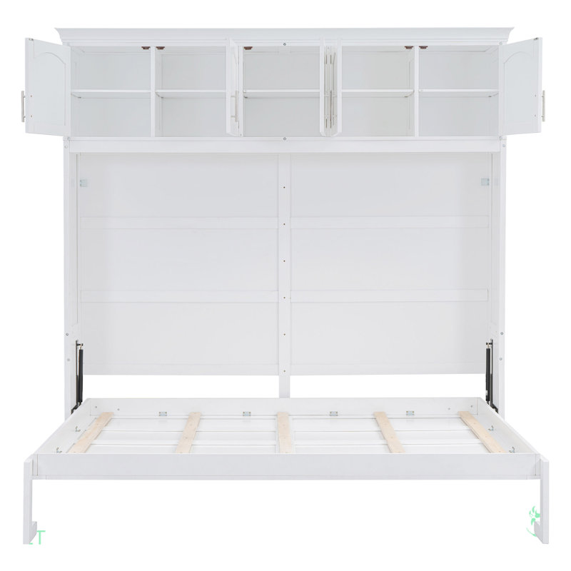 Lit escamotable mural avec armoires supérieures Murphy, Double, Blanc