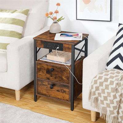 Brenn 38cm W Metal Bedside Table
