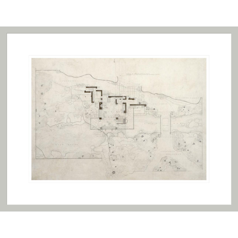 Edgar J. Kaufmann House Fallingwater «Mill Run PA» par Frank Lloyd Wright - Estampe numérique encadrée, 16.91" H x 21.75" W