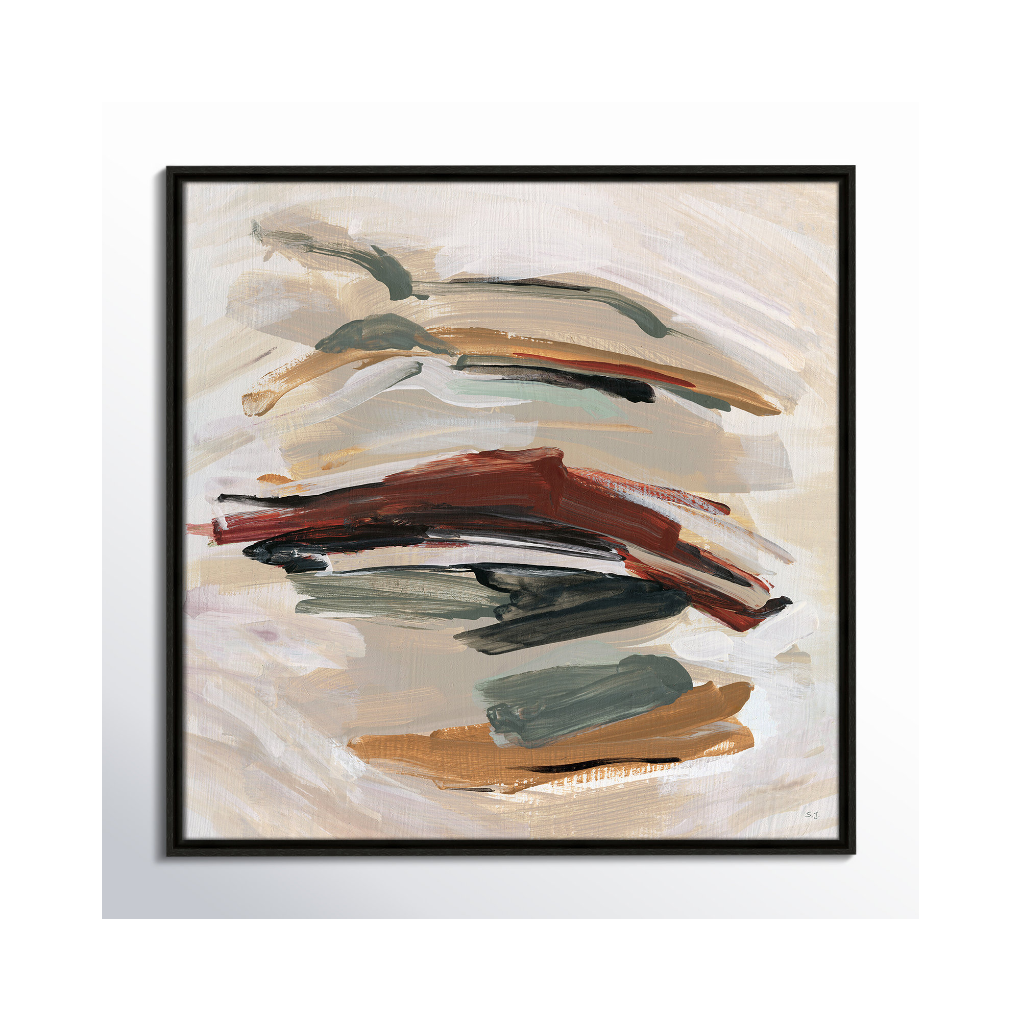 Spring Shadows by Susan Jill - Floater Frame Painting on Canvas, Espresso , 25.5" H x 25.5" W