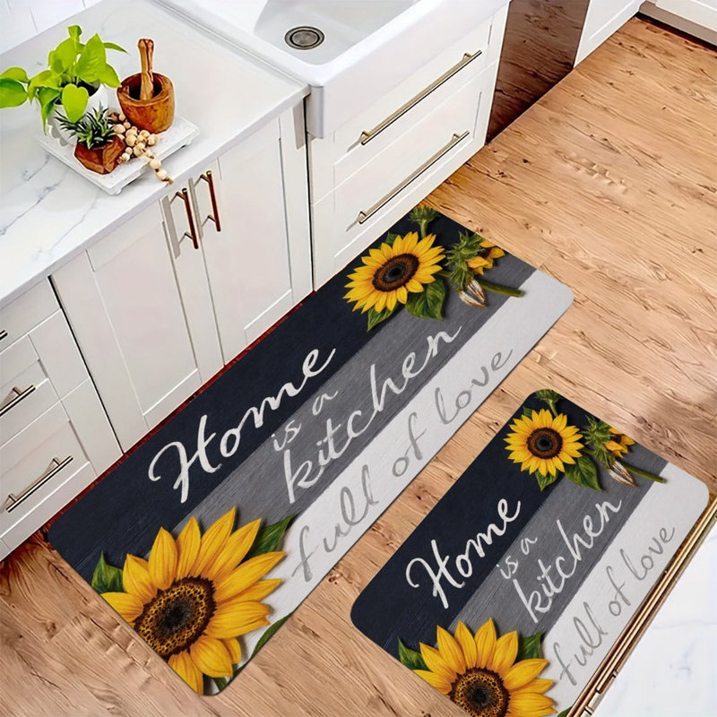 Paquet de 2 tapis décoratifs «Home is Kitchen» Sunflower