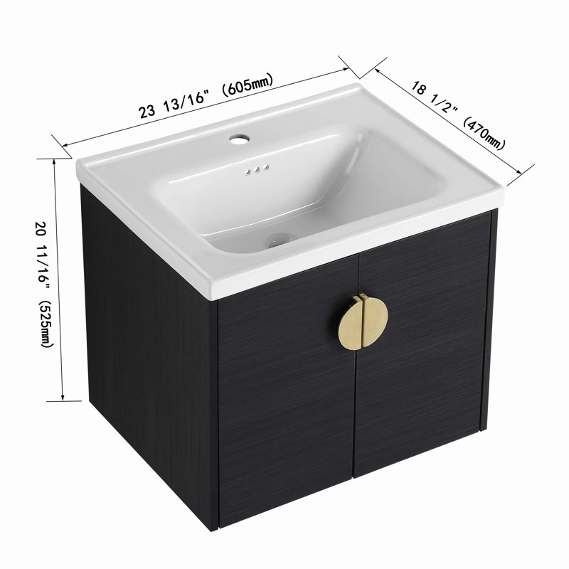 Bakary 18.50'' Double Bathroom Vanity with Manufactured Wood Top, Black