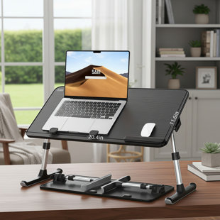 Black Foldable Laptop Stand Table, Height And Angle Adjustable, Suitable For Beds, Sofas, And Laps.