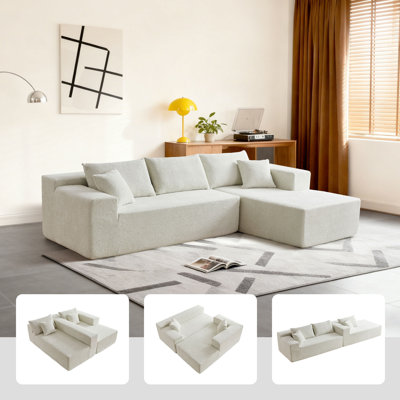  2 - Piece Upholstered Boneless Modular Sectional L Shape Sofa