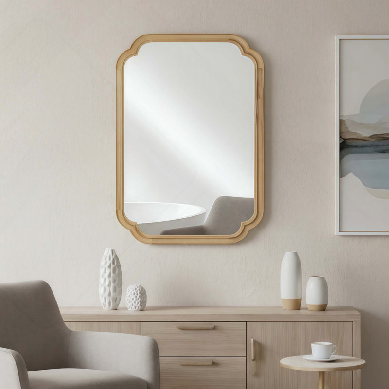 Miroir de coin, 30 po x 20 po, Bois naturel