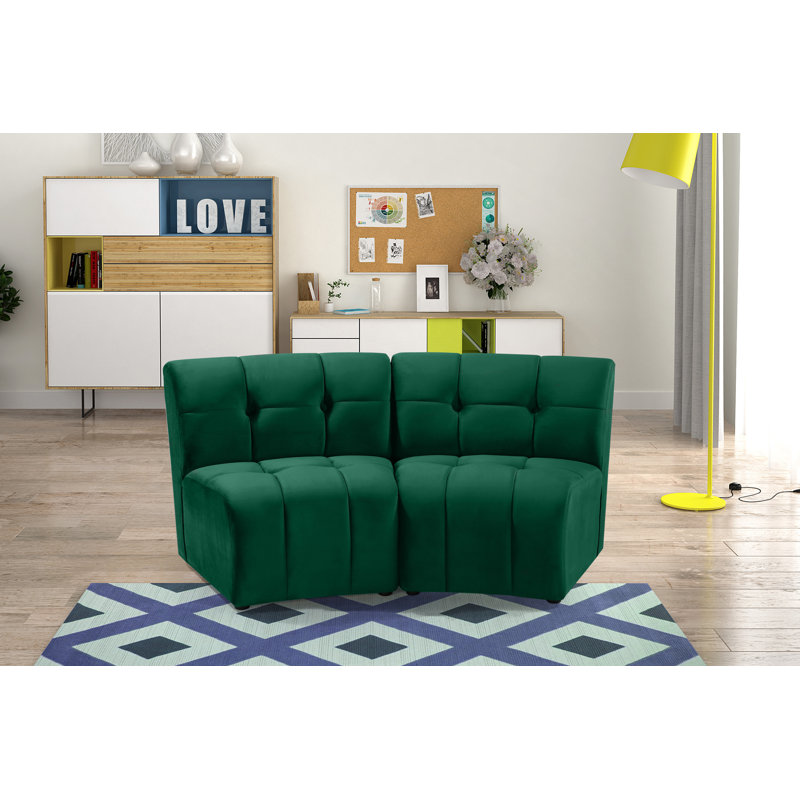 Jedson Velvet Sectional Symmetrical, Green Velvet