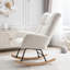 Chaise berçante à oreilles en tissu Teddy avec poche de rangement latérale, base en bois massif, sans assemblage-1841880877-1841880879