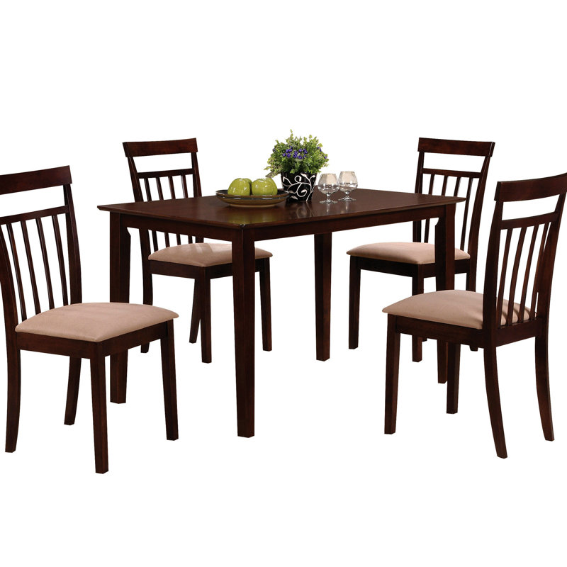 5 sièges de salle à manger et de couleur beige - Siège rembourré avec dossier à lattes pour le confort Élégants sièges de table 4 Bois rectangulaire avec revêtement d'une hauteur de 10,59 po