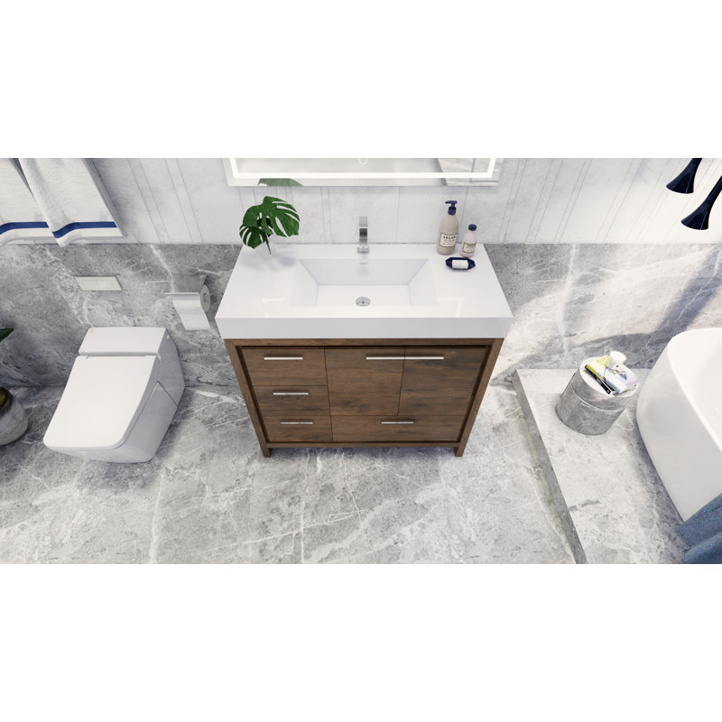 Ensemble de meuble-lavabo simple 42 po Loyne, Palissandre, Chrome