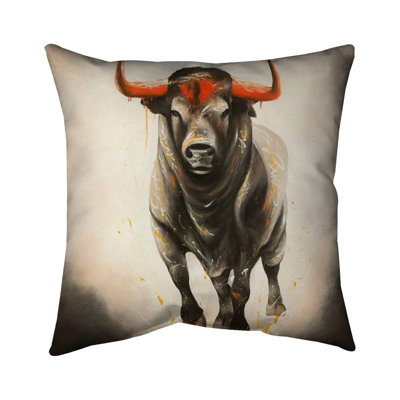 Fierce bull - 16"x16" Throw pillow - Poly twill - Print on demand