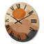 Horloge murale abstraite lune en bois aux tons terreux II-63903567