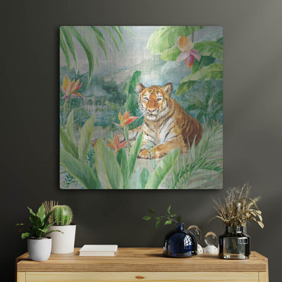 Indigo Safari 'Lounging Tiger' by Danhui Nai Metal Wall Art