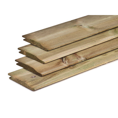 Green Treated UC3 Tongue And Groove Shiplap Softwood Pine Cladding (L) 3.6M (W) 120Mm (T) 12Mm Pack Of 8 Pieces
